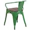 Flash Furniture Green Metal Chair with Wood Seat and Arms, PK4 4-CH-31270-GN-WD-GG - alternate 5